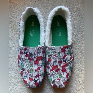 New! Toms Dogs Winter Sweaters Christmas Shearling Lined Shoes size 9